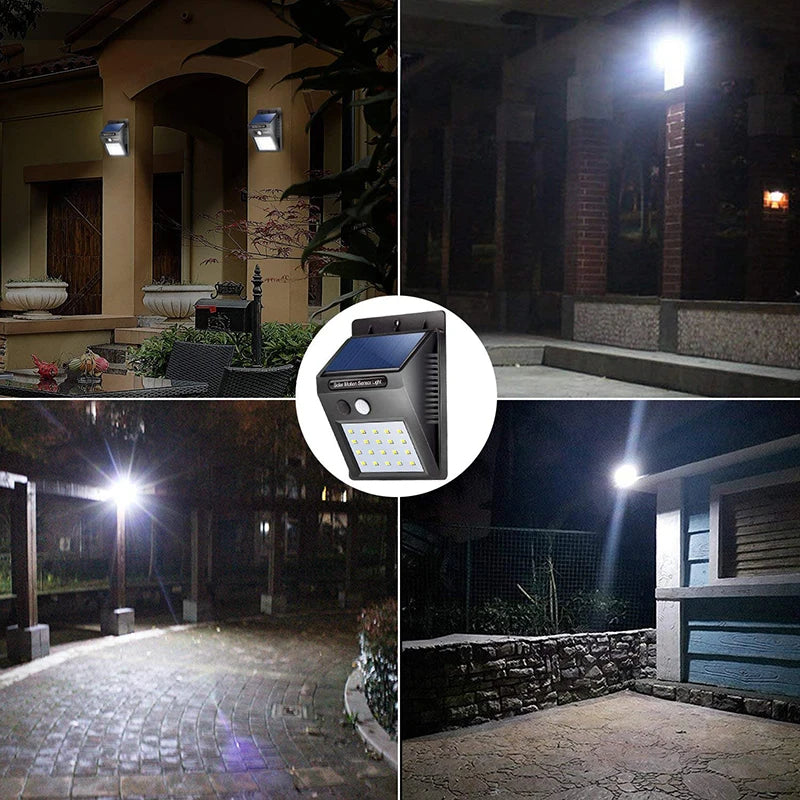 Luminária Solar com Sensor de Presença Automático - 20 LEDs para Iluminação Externa Eficiente