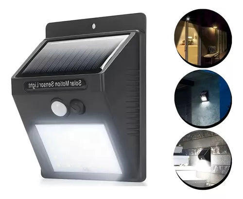 Luminária Solar com Sensor de Presença Automático - 20 LEDs para Iluminação Externa Eficiente